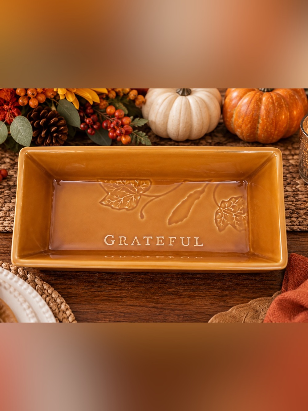 Hallmark “Grateful” Thanksgiving Ceramic Serving Dish